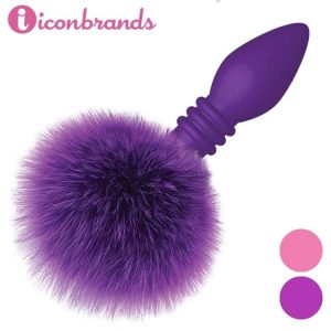 Ribbed silicone bunny tail butt plug by Icon Brands