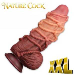 9.5 Dual Density Platinum Silicone Cock with Rope – Nature Cock 1.jpg