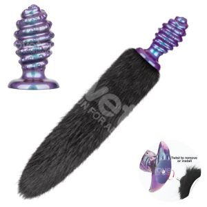 MystiTail Spiralé – Plug anal silicone avec ventouse et queue amovible