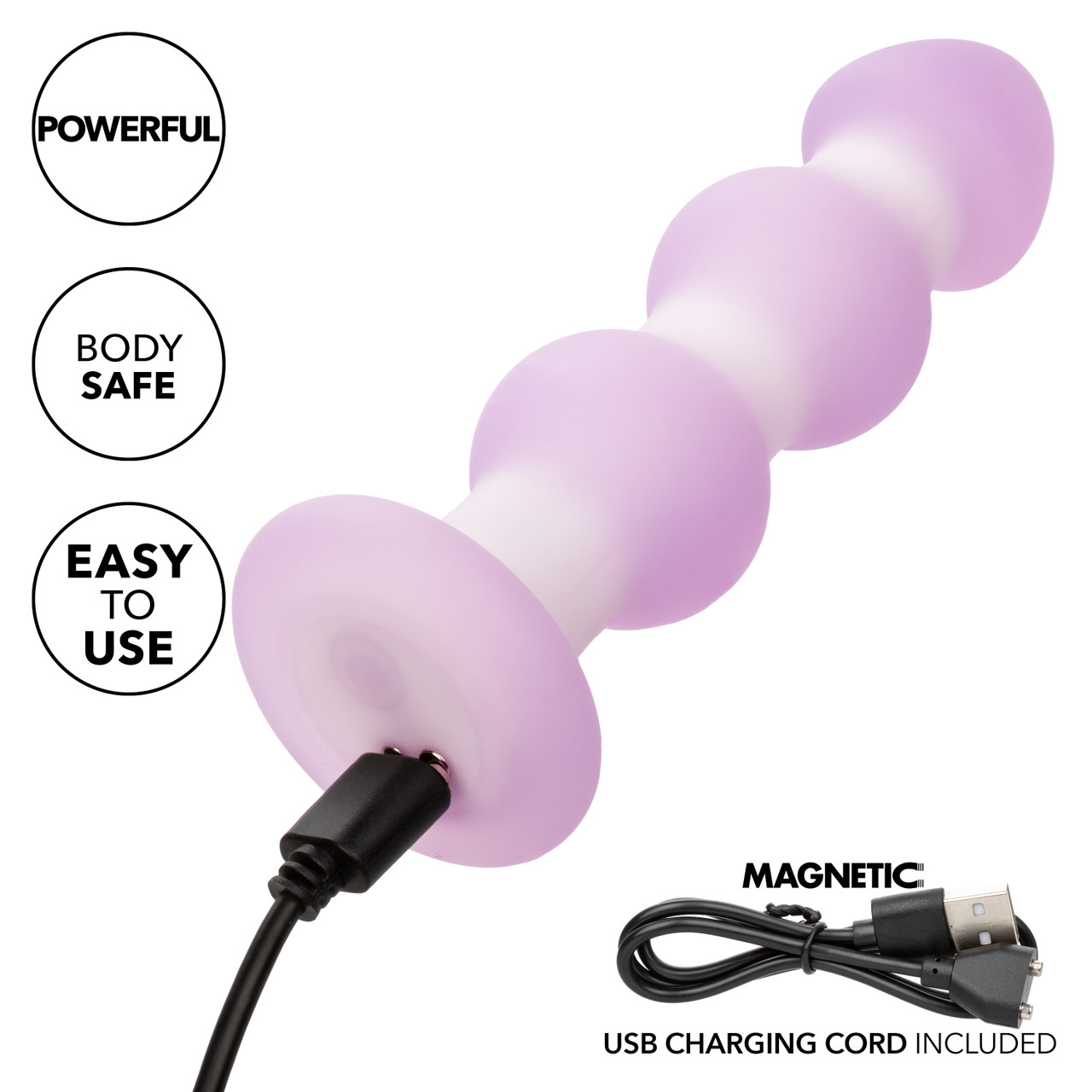 Plug Anale Vibrante avec Perles - Lavender Haze - CalExotics – Image 5
