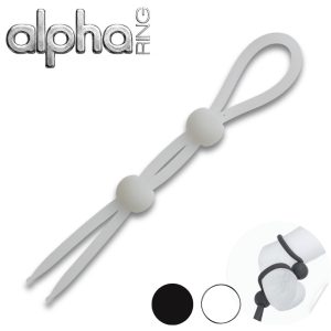 Alpha – Double Lasso Pénien Silicone Liquide Ajustable Endurance Blanc ou Noir