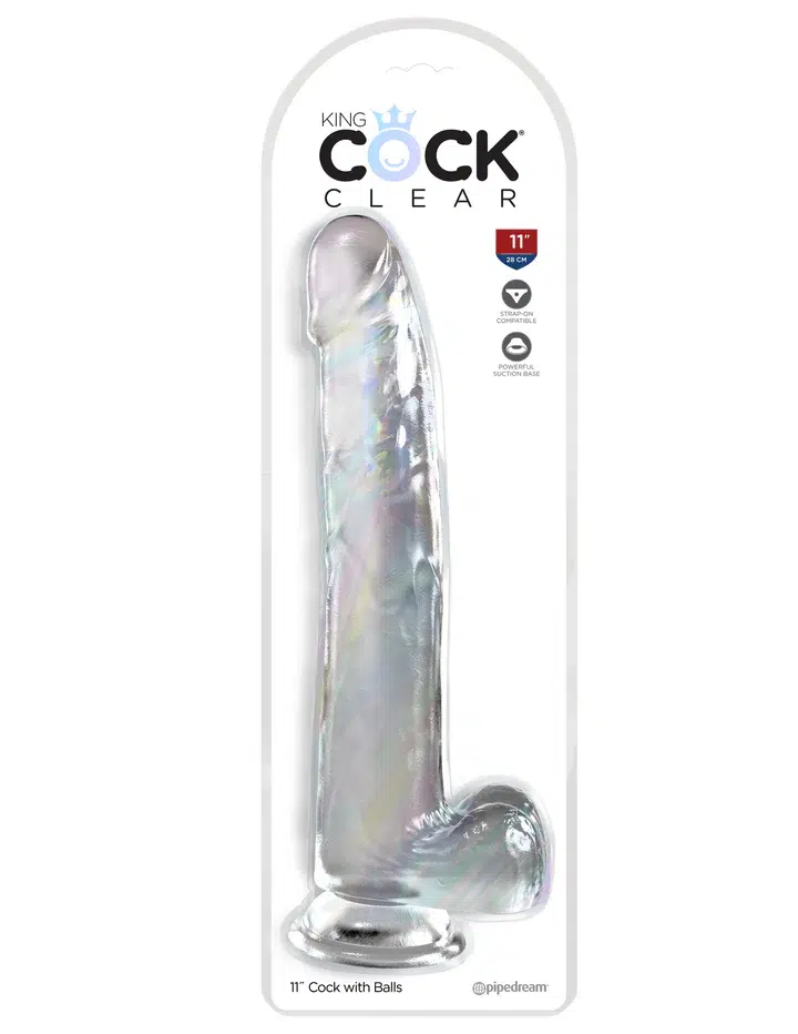 King Cock Clear 11-Inch Dildo with Balls – Large Clear Suction Cup Dildo - Image 2