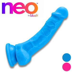 Neo 7.5-Inch Dual Density Dildo with Balls – Blush, Suction Cup, Pink or Blue
