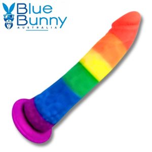 Zazou 8-Inch Flexible Silicone Dildo with Suction Cup – Blue Bunny, Multicolour