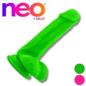 Neo 6-Inch Dual Density Dildo with Balls – Blush, Suction Cup, Pink or Green