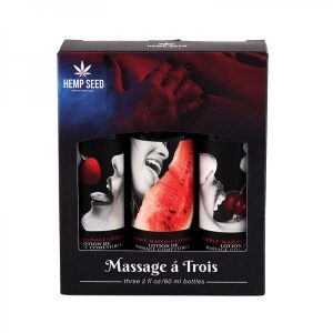 Massage à Trois Edible Massage Oil Gift Set by Hemp Seed – 3 x 2 fl oz
