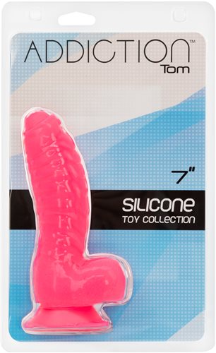 Addiction Tom 7-Inch Ribbed Silicone Dildo with Suction Cup – Pink or Black - Image 2